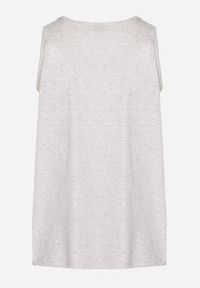 Born2be - Szara Klasyczna Bawełniana Koszulka Zivea. Okazja: na co dzień. Kolor: szary. Materiał: bawełna. Wzór: aplikacja. Styl: klasyczny #4