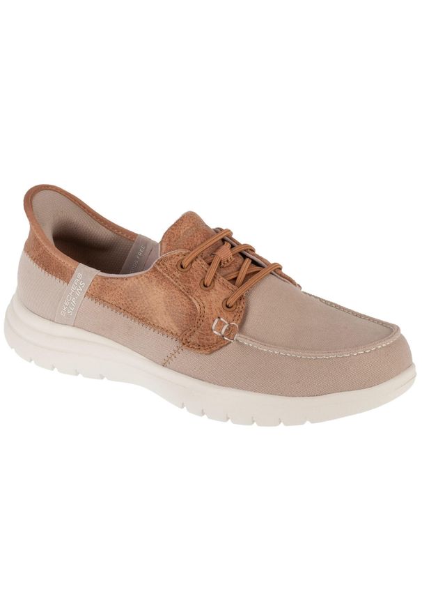 skechers - Buty do chodzenia damskie, Skechers Slip-Ins: On-The-Go Flex - Palmilla. Kolor: beżowy. Sport: turystyka piesza