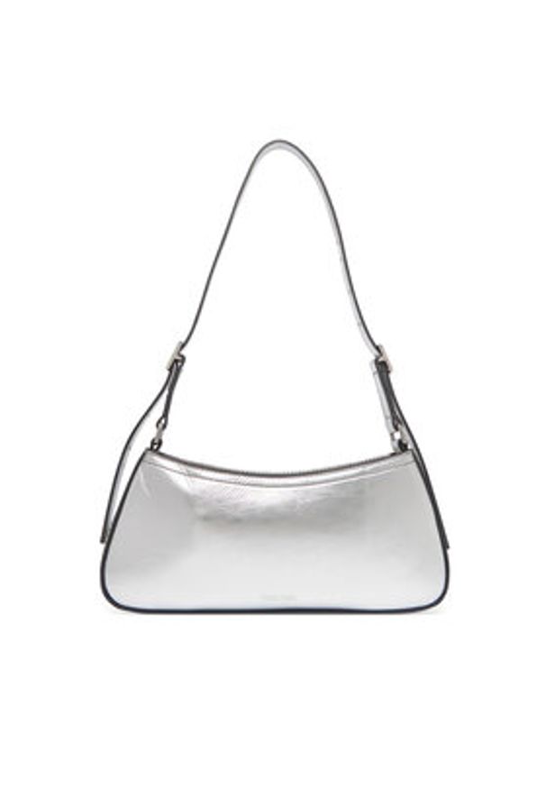 Calvin Klein Torebka Ck Metallic Small Shoulder Bag LV04F3304G Srebrny. Kolor: srebrny. Materiał: skórzane