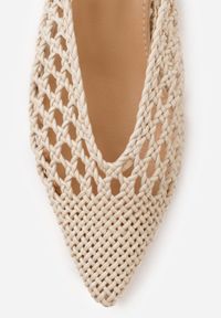 Born2be - Ciemnobeżowe Czółenka VICES z Plecioną Cholewką na Słupku Aezorin. Okazja: na co dzień, do pracy, na spotkanie biznesowe. Nosek buta: szpiczasty. Kolor: beżowy. Materiał: jeans. Szerokość cholewki: normalna. Obcas: na słupku. Styl: klasyczny, casual, biznesowy, elegancki #7