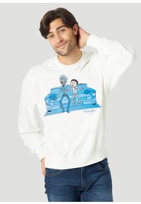 Wrangler - WRANGLER RICK&MORTY CREW MĘSKA BLUZA KLASYCZNA NADRUK LOGO OFF WHITE W6R1HN737 112144803. Wzór: nadruk. Styl: klasyczny