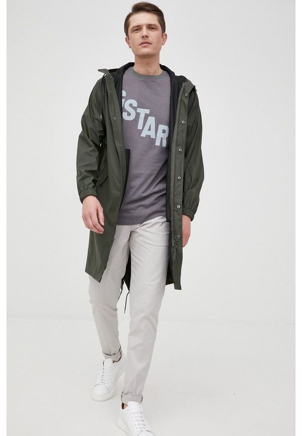 G-Star RAW - G-Star Raw t-shirt bawełniany kolor szary z nadrukiem. Okazja: na co dzień. Kolor: szary. Materiał: bawełna. Wzór: nadruk. Styl: casual