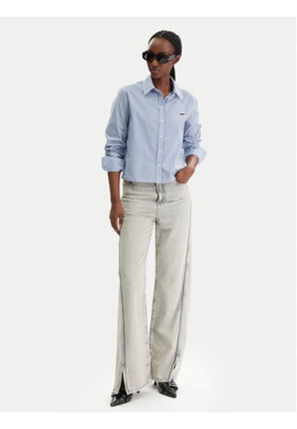 Karl Lagerfeld - KARL LAGERFELD Koszula B1W11020 Błękitny Regular Fit. Typ kołnierza: dekolt w karo. Kolor: niebieski. Materiał: bawełna