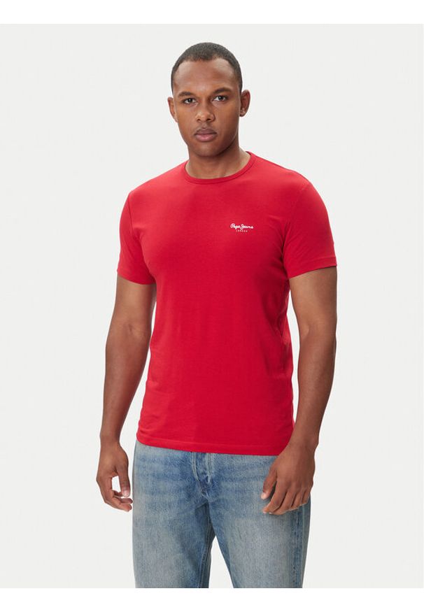 Pepe Jeans T-Shirt Original Basic 3N PM5010133 Czerwony Regular Fit. Kolor: czerwony. Materiał: bawełna