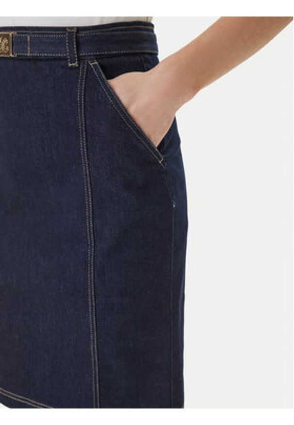 Luisa Spagnoli Spódnica jeansowa Tennista 542818 Granatowy Slim Fit. Kolor: niebieski. Materiał: bawełna
