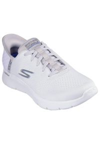 skechers - Męskie GO WALK FLEX NEW WORLD Slip-On Biały / szary. Zapięcie: bez zapięcia. Kolor: biały, wielokolorowy, szary. Materiał: materiał