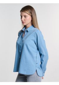 Big-Star - Koszula damska imitująca jeans niebieska Hildi 110. Okazja: na co dzień. Kolor: niebieski. Materiał: jeans. Styl: casual, elegancki #6
