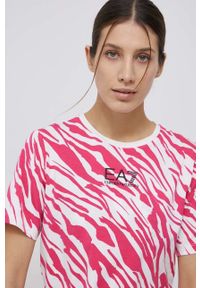 EA7 Emporio Armani - T-shirt. Okazja: na co dzień. Kolor: różowy. Materiał: dzianina, materiał. Styl: casual