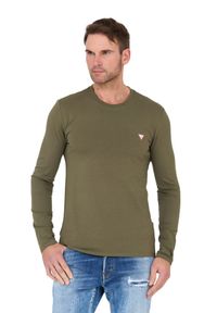 Guess - GUESS Zielony męski longsleeve Core Tee, Rozmiar S. Kolor: zielony. Długość rękawa: długi rękaw #3
