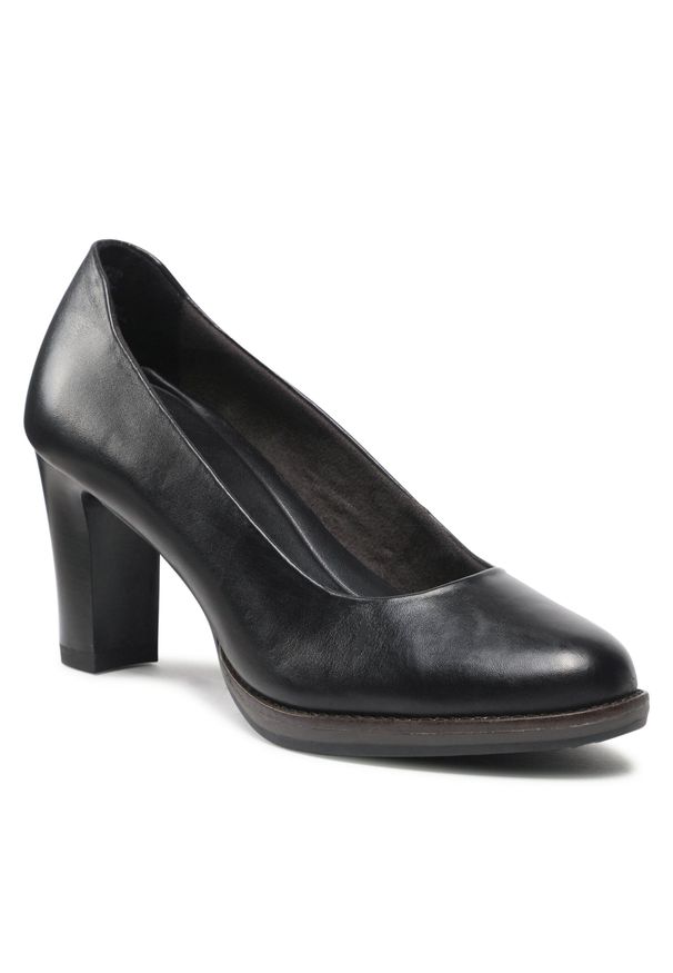 Półbuty Tamaris 1-22424-29 Black Leather 003. Kolor: czarny. Materiał: skóra
