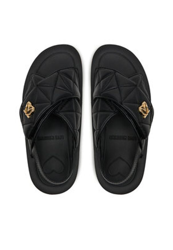 Love Moschino - LOVE MOSCHINO Sandały JA16044I1MIE0000 Czarny. Kolor: czarny. Materiał: skóra