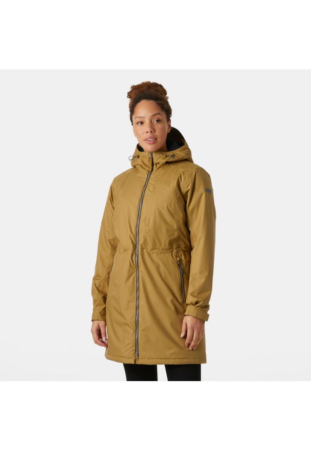 Długa kurtka wodoodporna ocieplana dla kobiet Helly Hansen Westport. Typ kołnierza: kaptur. Kolor: brązowy. Długość: długie