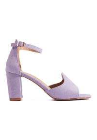 W.Potocki - Fioletowe sandały damskie na słupku W. Potocki. Kolor: fioletowy. Obcas: na słupku