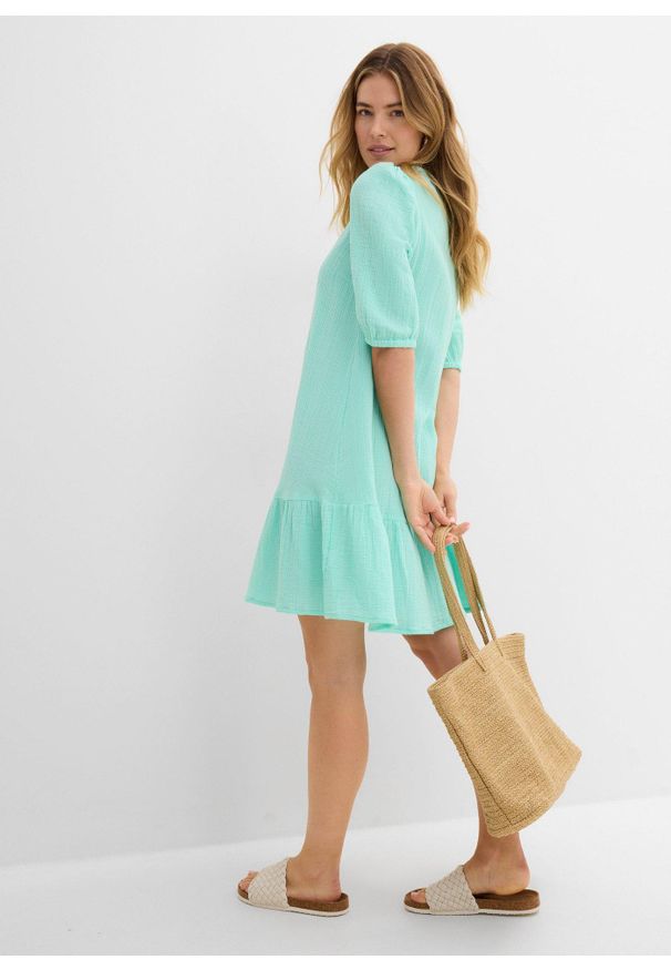 bonprix - Sukienka muślinowa. Kolor: zielony