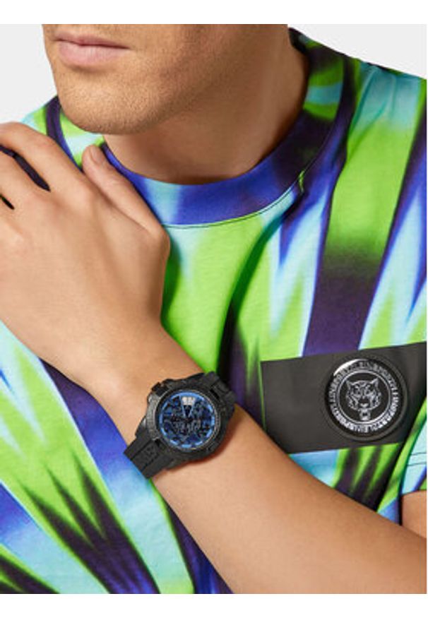 Plein Sport Zegarek Touchdown Camo PSFBA0523 Czarny. Kolor: czarny. Materiał: syntetyk. Styl: sportowy