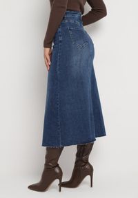 Born2be - Granatowa Jeansowa Spódnica Maxi z Wysokim Stanem Nicyela. Stan: podwyższony. Kolor: niebieski. Materiał: jeans #5