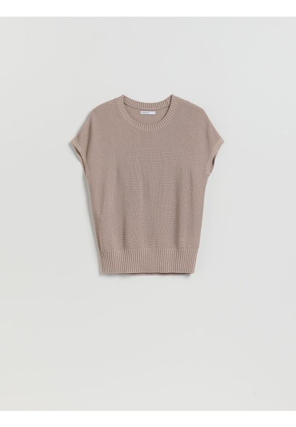 Reserved - Bluzka z wiskozą - beżowy. Kolor: beżowy. Materiał: wiskoza