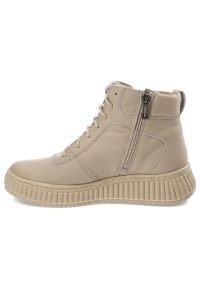 Beżowe Trzewiki Wasak Ocieplane Obuwie Damskie. Okazja: na co dzień. Zapięcie: sznurówki. Kolor: beżowy. Materiał: skóra. Wzór: grochy. Styl: casual, klasyczny #4