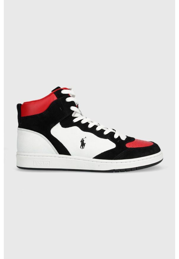 Polo Ralph Lauren sneakersy skórzane Polo Crt Hgh kolor czarny 809913454003. Nosek buta: okrągły. Kolor: czarny. Materiał: skóra