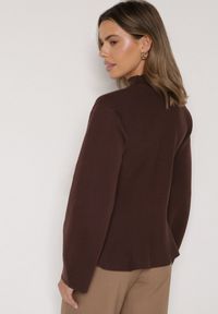 Born2be - Brązowy Kardigan z Wiskozą i Wiązaniem w Pasie Tusvela. Okazja: na co dzień. Kolor: brązowy. Materiał: wiskoza. Styl: casual #7