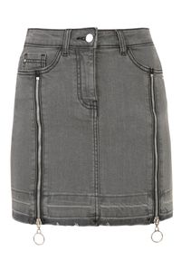TOP SECRET - Spódnica mini z suwakami. Kolor: szary. Materiał: jeans, tkanina. Długość: krótkie. Sezon: wiosna, lato #5