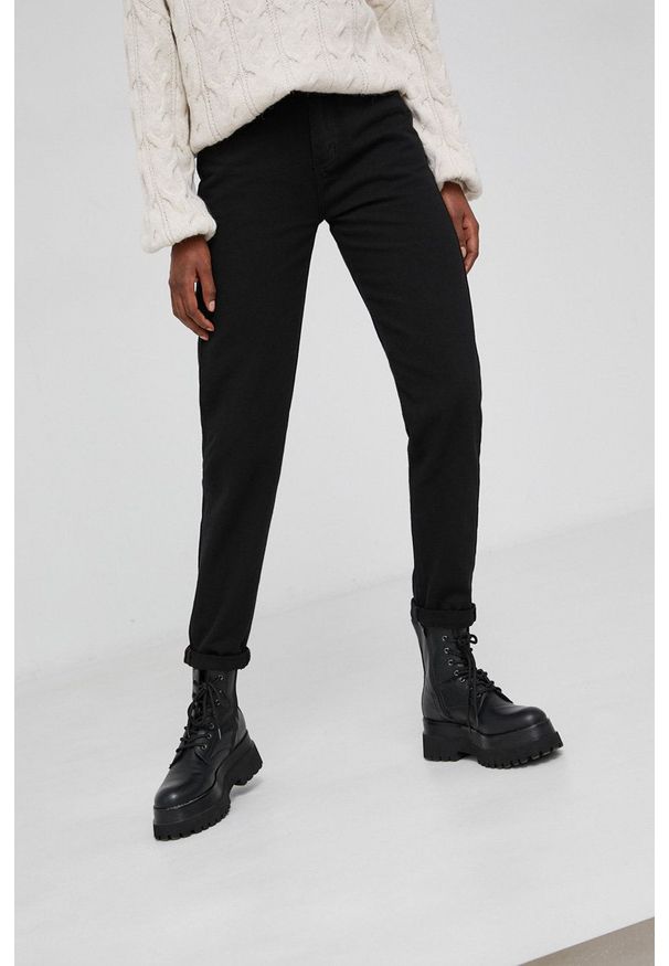 Answear Lab Jeansy bawełniane damskie high waist. Stan: podwyższony. Kolor: czarny. Styl: wakacyjny