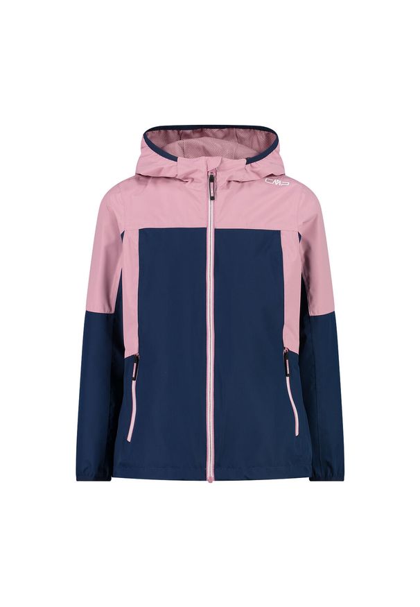 Kurtka impermeabilna z kapturem dla dziewczynki CMP. Typ kołnierza: kaptur. Kolor: niebieski, wielokolorowy, różowy. Materiał: softshell. Sport: turystyka piesza