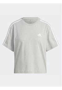 Adidas - adidas T-Shirt Essentials 3-Stripes Single Jersey Crop Top HR4916 Szary Loose Fit. Kolor: szary. Materiał: bawełna #3