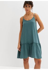 bonprix - Sukienka muślinowa na ramiączkach. Kolor: zielony. Długość rękawa: na ramiączkach #1