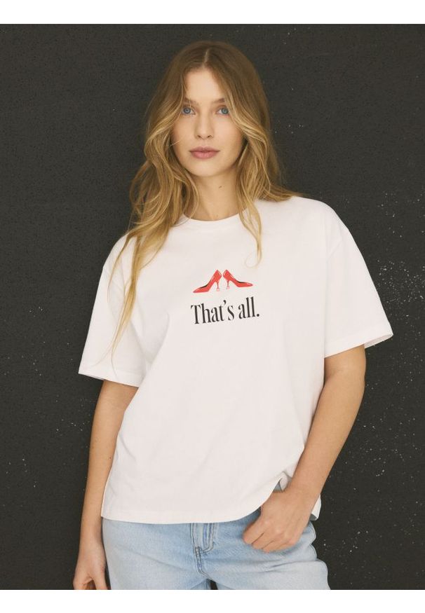 Reserved - Bawełniany t-shirt - biały. Kolor: biały. Materiał: bawełna