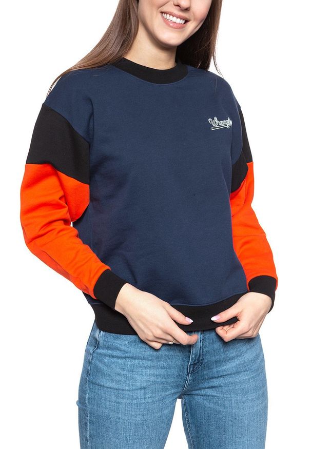 Wrangler - BLUZA WRANGLER HIGH RIB RETRO SWEAT NAVY W6N0HY114 112130780. Styl: retro
