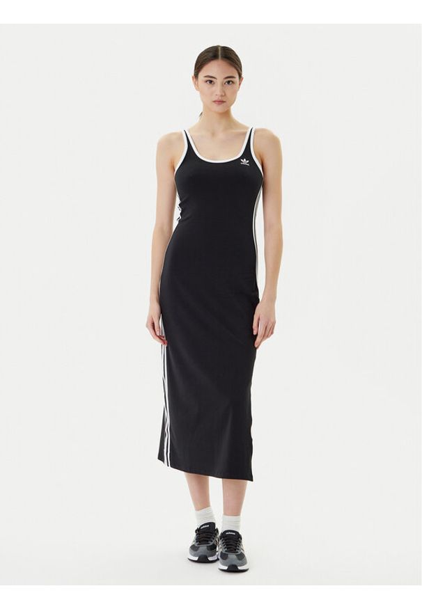 Adidas - adidas Sukienka codzienna adicolor 3-Stripes JD4619 Czarny Slim Fit. Okazja: na co dzień. Kolor: czarny. Materiał: bawełna. Typ sukienki: proste. Styl: casual