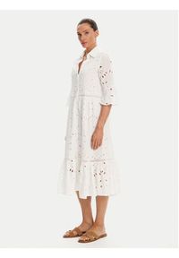 Iconique Sukienka koszulowa IC25-005 Biały Relaxed Fit. Kolor: biały. Materiał: bawełna. Typ sukienki: koszulowe