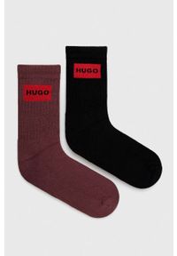 Hugo - HUGO skarpetki (2-pack) męskie kolor brązowy. Kolor: czarny