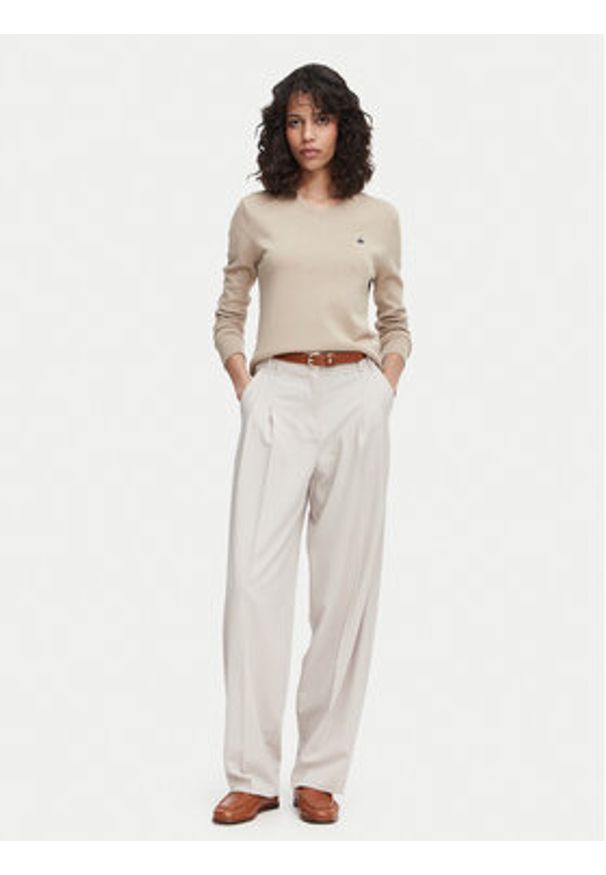 Beverly Hills Polo Club Sweter P-SS26W-M536563 Beżowy Regular Fit. Typ kołnierza: polo. Kolor: beżowy. Materiał: bawełna