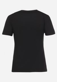 Born2be - Czarny T-shirt z Bawełny z Krótkim Rękawem i Nadrukiem Tiaressa. Kolor: czarny. Materiał: bawełna. Długość rękawa: krótki rękaw. Długość: krótkie. Wzór: nadruk. Styl: klasyczny, elegancki #3