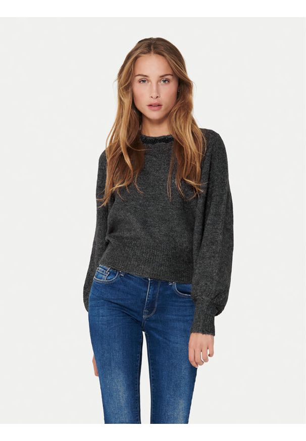 only - ONLY Sweter Elsa 15210667 Szary Regular Fit. Kolor: szary. Materiał: syntetyk