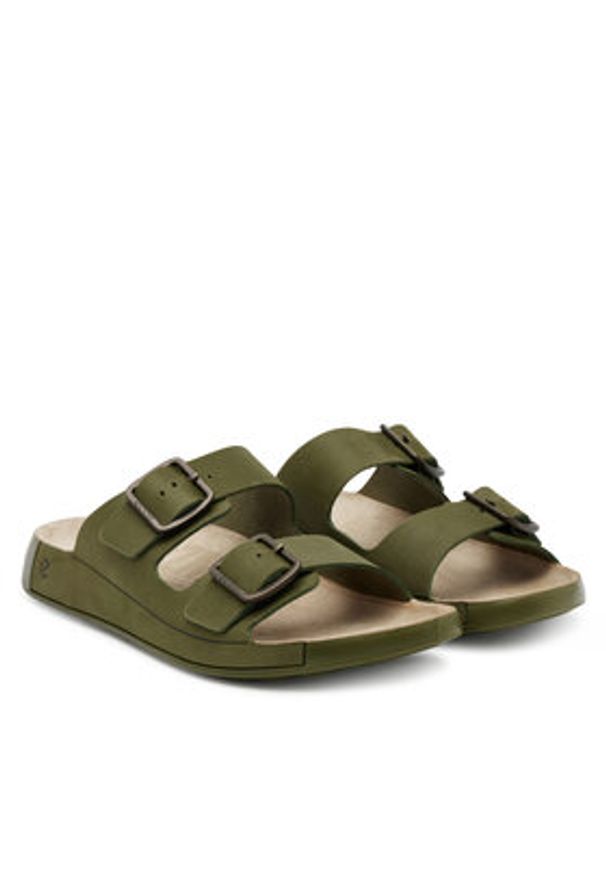 ecco - ECCO Klapki Cozmo 50098402374 Khaki. Kolor: brązowy. Materiał: nubuk, skóra
