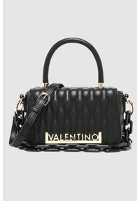 Valentino by Mario Valentino - VALENTINO Czarna torebka Copacaban Satchel. Kolor: czarny. Wzór: paski. Rozmiar: małe