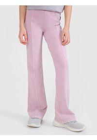 4f - 4F Legginsy dzianinowe z efektem acid wash dziewczęce - fioletowe 164 (13-14 lat). Okazja: na co dzień. Stan: podwyższony. Kolor: fioletowy. Materiał: dzianina. Wzór: gładki, ze splotem. Sezon: lato. Styl: klasyczny, sportowy, casual