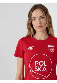 4f - Koszulka damska Polska - Tokio 2020. Kolor: czerwony. Materiał: bawełna, dzianina. Wzór: nadruk. Sezon: lato #1