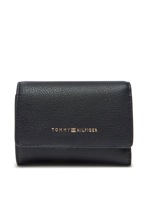 TOMMY HILFIGER - Tommy Hilfiger Mały Portfel Damski Th Logotape Trifold AW0AW17477 Granatowy. Kolor: niebieski. Materiał: skóra