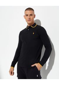 Ralph Lauren - RALPH LAUREN - Czarna bluza z kołnierzem polo. Typ kołnierza: polo. Kolor: czarny. Materiał: bawełna. Długość rękawa: długi rękaw. Długość: długie. Wzór: haft #1