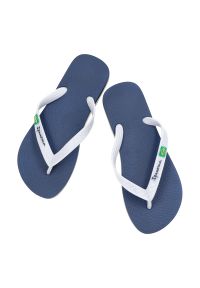Niebieskie Japonki Ipanema Wygodne Obuwie Damskie. Okazja: na co dzień, na plażę, na spacer. Kolor: niebieski. Materiał: materiał. Wzór: paski. Sezon: lato. Styl: casual, klasyczny #4