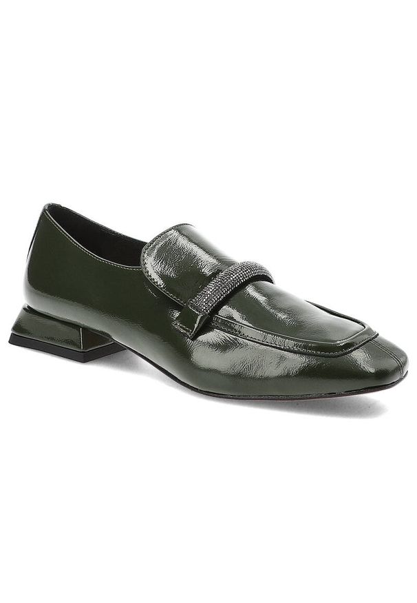 Zielone Półbuty Armodo Eleganckie Obuwie Damskie. Okazja: do pracy, na spotkanie biznesowe. Kolor: zielony. Materiał: lakier, skóra. Szerokość cholewki: normalna. Styl: elegancki