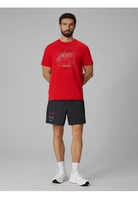 4f - 4F T-shirt regular z nadrukiem męski - czerwony XXL. Okazja: na co dzień. Kolor: czerwony. Materiał: materiał. Wzór: nadruk. Styl: casual, sportowy #2