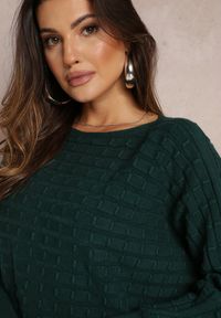 Renee - Ciemnozielony Dzianinowy Sweter z Rękawami typu Nietoperz Cascapia. Kolor: zielony. Materiał: dzianina. Styl: klasyczny #3