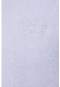 Guess Bluza męska kolor fioletowy gładka. Kolor: fioletowy. Materiał: bawełna. Wzór: gładki