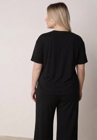 Born2be - Czarny Komplet Bawełniany o Fasonie Oversize T-shirt i Spodnie Azilane. Kolor: czarny. Materiał: bawełna #5
