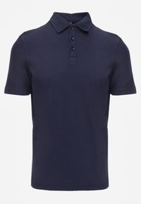 Born2be - Granatowa Gładka Koszulka Polo o Klasycznym Kroju Sinopea. Okazja: na co dzień, do pracy, na spotkanie biznesowe. Typ kołnierza: polo. Kolor: niebieski. Materiał: jeans. Wzór: gładki. Styl: klasyczny #1
